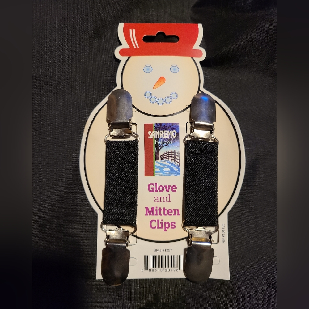 Black/Silver Elastic Mitten Clips / Glove Keepers for All Ages New